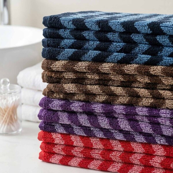 Jahu froté pracovní bavlněný ručník ZIG ZAG, hnědý 230g/m2, 50x100cm