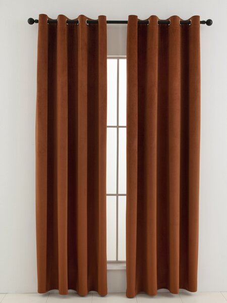 MK Lůžkoviny Sametové zatemňovací závěsy Cesar terakota - 140 x 160 cm (2ks) - kroužky