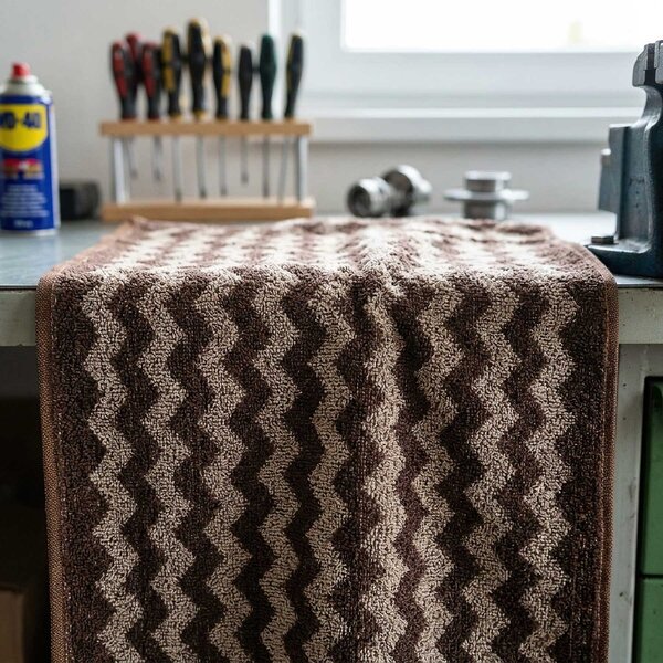 Jahu froté pracovní bavlněný ručník ZIG ZAG, hnědý 230g/m2, 50x100cm