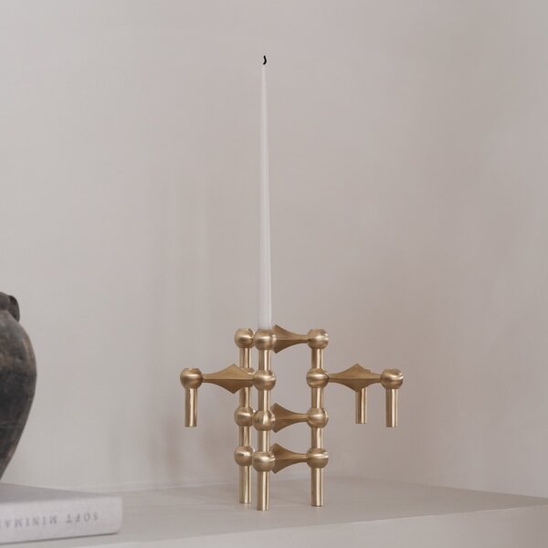Designový svícen STOFF Nagel Brushed Brass – set 3 ks