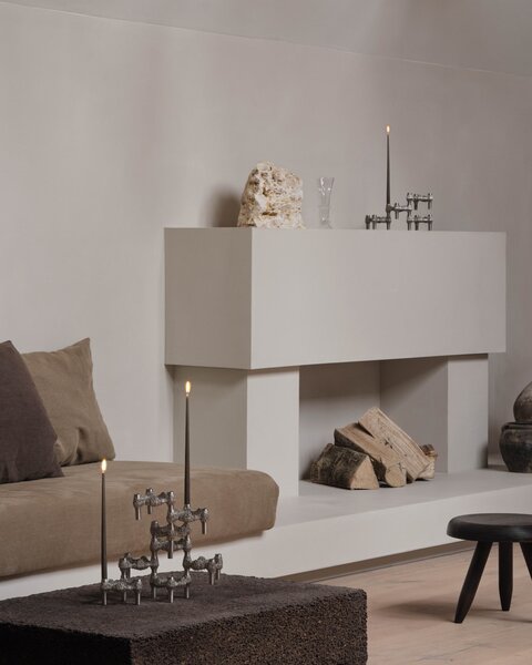 Designový svícen STOFF Nagel Quist Brushed Chrome – set 3 ks