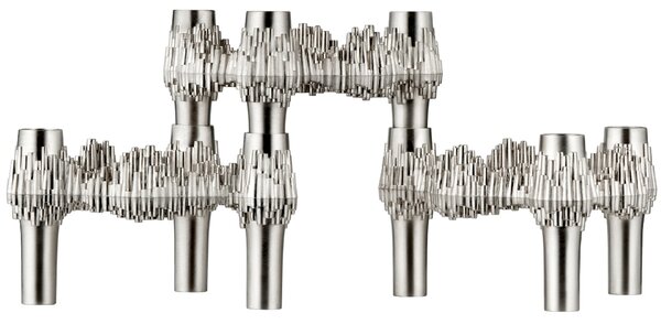 Designový svícen STOFF Nagel Quist Brushed Chrome – set 3 ks