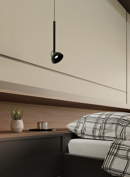 Redo Závěsné flexibilní LED svítidlo RAVEN ø 100mm, 9W Barva: Černá, Teplota světla: 3000K - teplá bílá