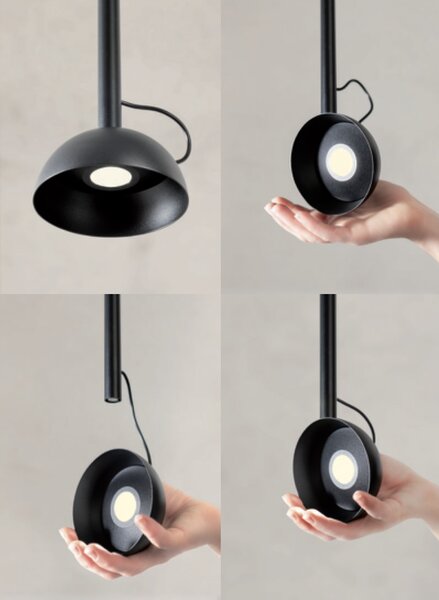 Redo Závěsné flexibilní LED svítidlo RAVEN ø 100mm, 9W Barva: Černá, Teplota světla: 3000K - teplá bílá