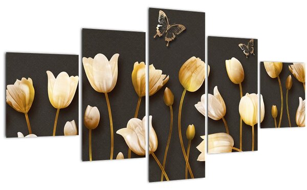 Obraz - Tulipány - abstraktní (125x70 cm)