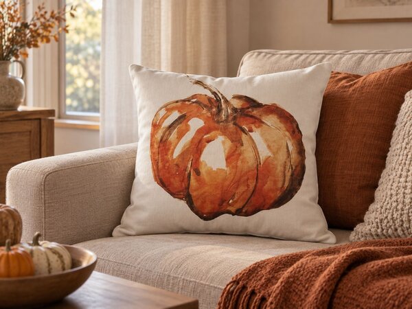 Dekorativní polštář CURBITA 45 x 45 cm Umělý samet Béžová Rostlinný vzor