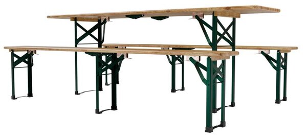 Pivní set 220 cm z jedlového dřeva, skládací, nosnost 250 kg