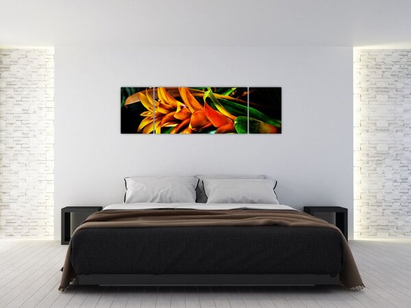 Obraz oranžové kytice (170x50 cm)