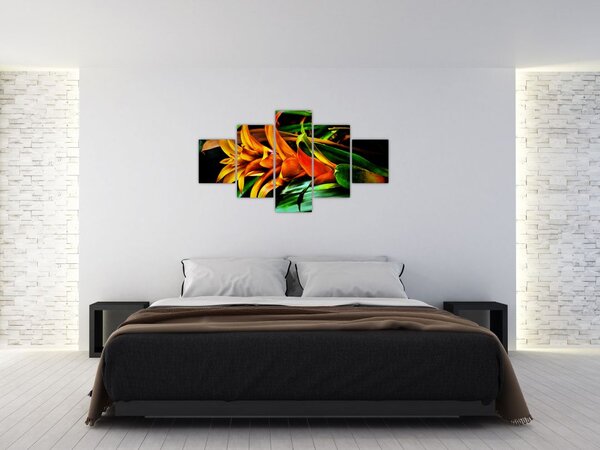 Obraz oranžové kytice (125x70 cm)