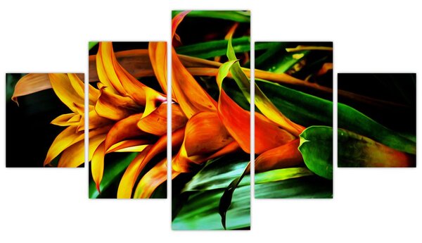 Obraz oranžové kytice (125x70 cm)