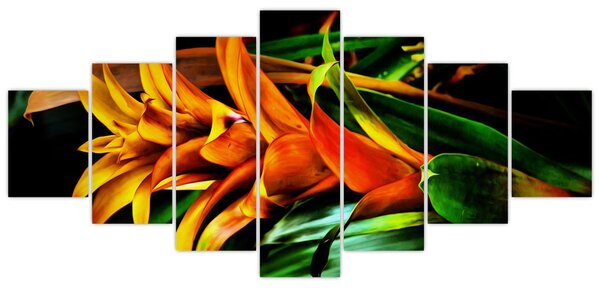 Obraz oranžové kytice (210x100 cm)