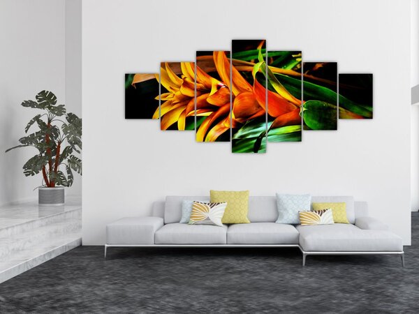 Obraz oranžové kytice (210x100 cm)