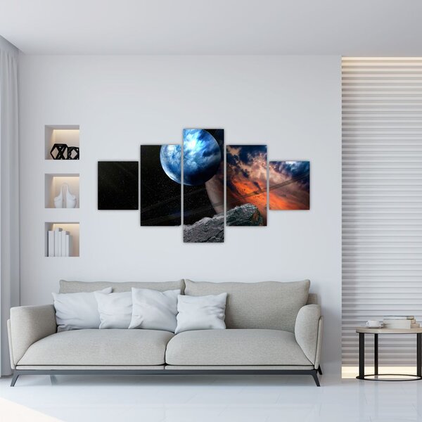 Obraz planety ve vesmíru (125x70 cm)