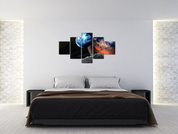 Obraz planety ve vesmíru (125x70 cm)