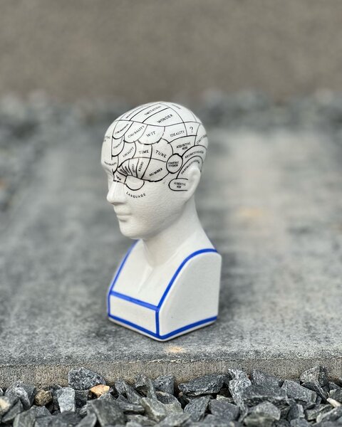 Porcelánová figurka malá - Frenologická lebka