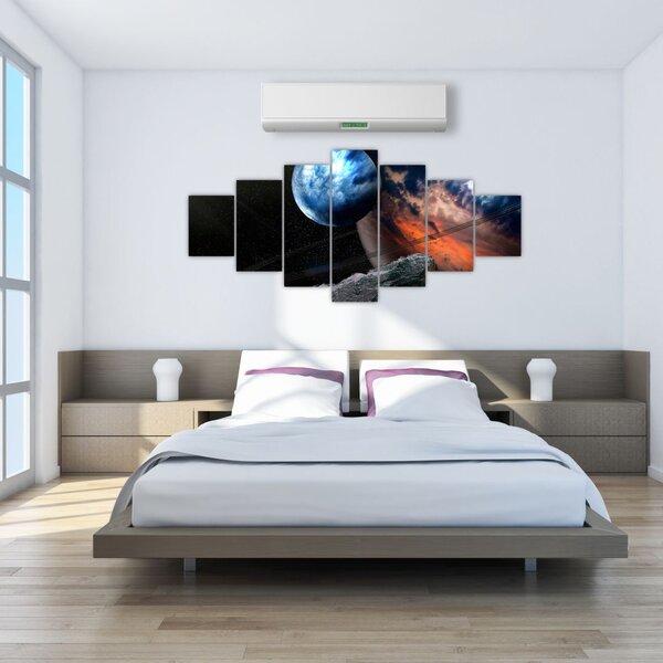 Obraz planety ve vesmíru (210x100 cm)