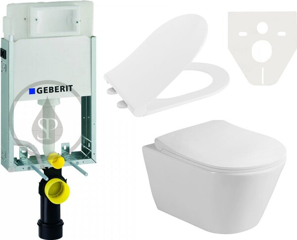 AKCE/SET/LIVERO Geberit - KombifixBasic pro závěsné WC se splachovací nádržkou pod omítku Delta 12 cm, výška 1,08 m + AVVA závěsná WC mísa Rimless, 3…
