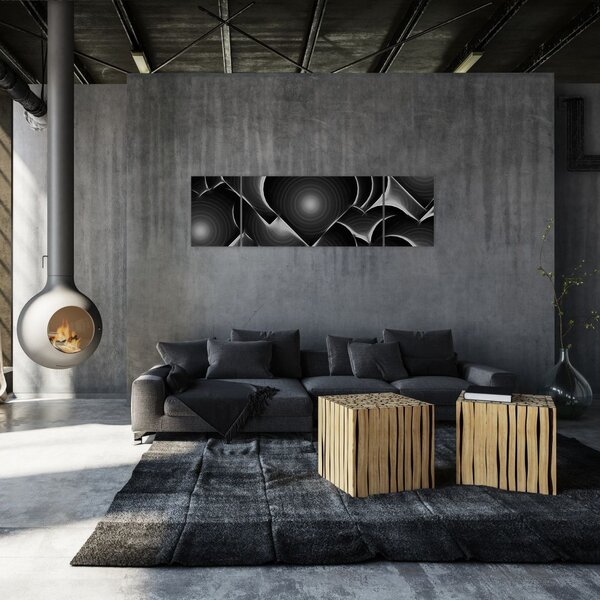 Obraz černo-bílých srdcí (170x50 cm)