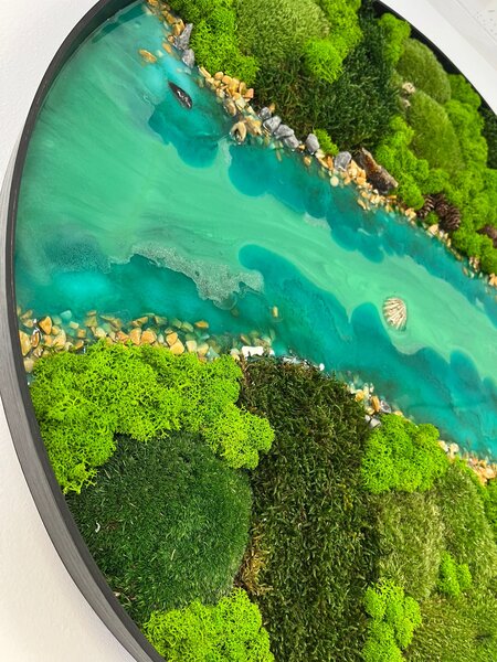 Mechový kruh s epoxidem - nature Velikost rámu: 40cm