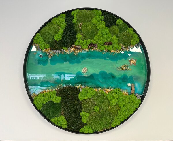 Mechový kruh s epoxidem - nature Velikost rámu: 40cm
