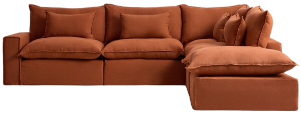 Kave Home Terakotová rohová pohovka Anarela 347 cm s odnímatelným potahem, pravá