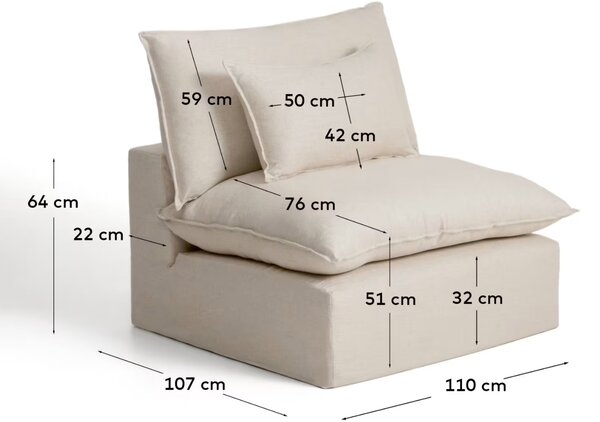 Kave Home Béžové křeslo Anarela 110 cm s odnímatelným potahem
