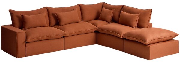 Kave Home Terakotová rohová pohovka Anarela 347 cm s odnímatelným potahem, pravá