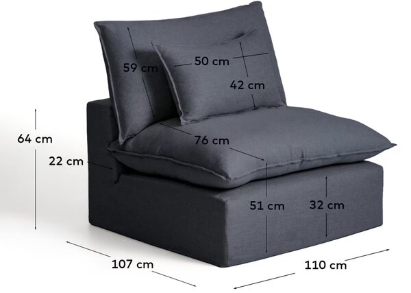 Kave Home Tmavě šedé křeslo Anarela 110 cm s odnímatelným potahem