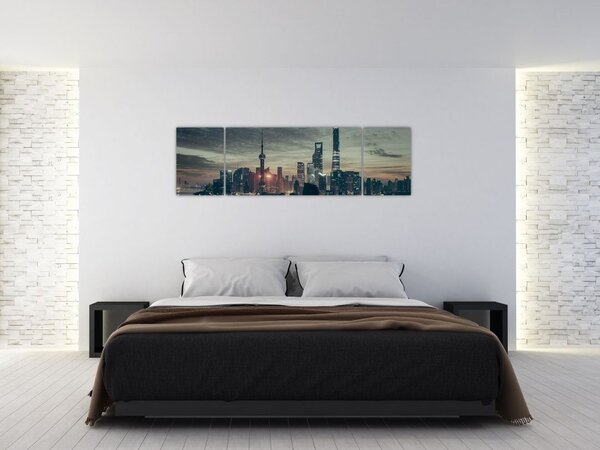 Obraz města za soumraku (170x50 cm)