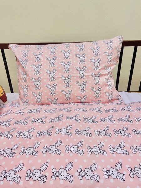 Povlečení bavlněné dětské Zajíček ružový - Detský set 130x90cm + 65x45cm