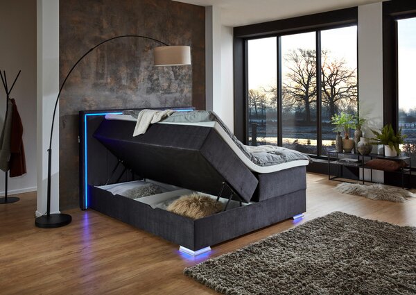 POSTEL BOXSPRING, 180/200 cm, antracitová Boxxx - Manželské postele, Online Only