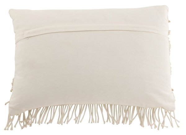Přírodně bílý polštář s drhaným vzorem Macramé Cosy - 60*15*40 cm - J-Line by Jolipa