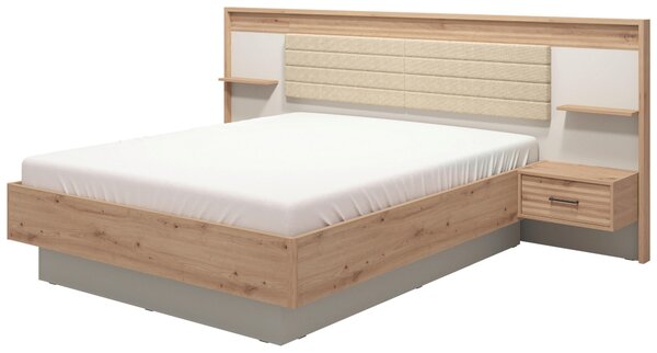 POSTEL S NOČNÍMI STOLKY, 160/200 cm, kašmírová, dub artisan Xora - Postele s nočními stolky