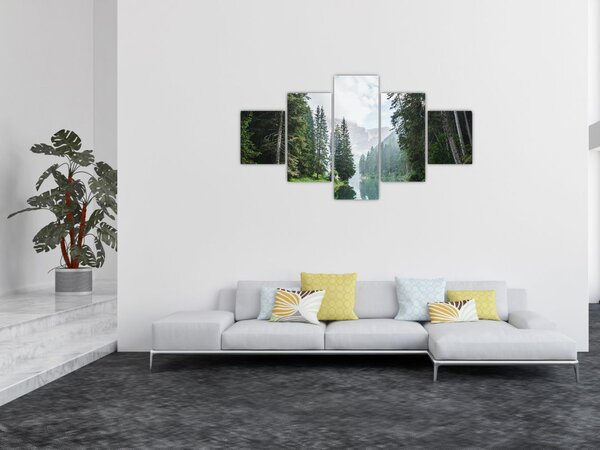 Obraz lesního jezera (125x70 cm)
