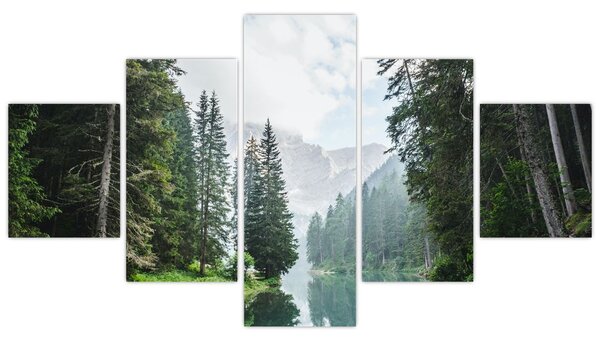 Obraz lesního jezera (125x70 cm)
