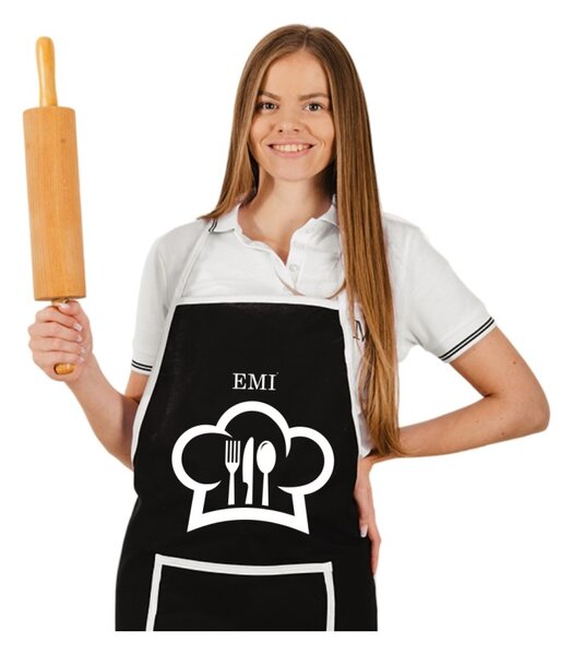 Kuchyňská zástěra Chef EMI, černá