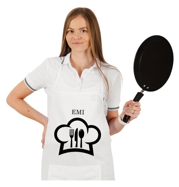 Kuchyňská zástěra Chef EMI, Bílá
