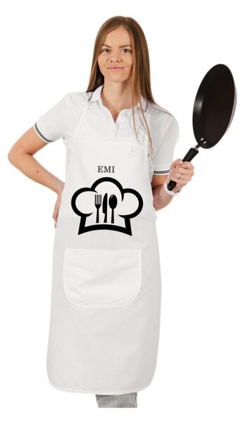 Kuchyňská zástěra Chef EMI, Bílá