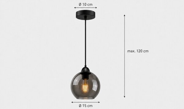 Lustr na lanku UNO 1xE27/60W/230V černá/kouřová