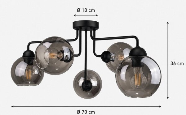 Přisazený lustr OSMO 5xE27/60W/230V černá