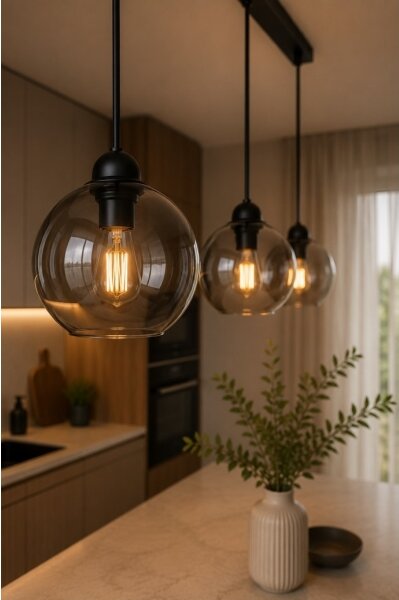 Lustr na lanku UNO 3xE27/60W/230V černá/kouřová