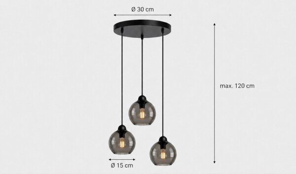 Lustr na lanku UNO 3xE27/60W/230V černá