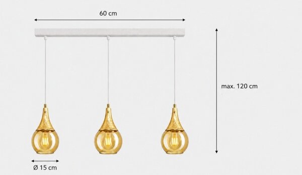 Lustr na lanku LACRIMA WHITE 3xE27/60W/230V