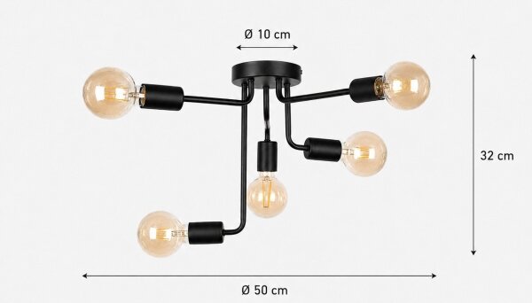 Přisazený lustr NIXO 5xE27/60W/230V černá