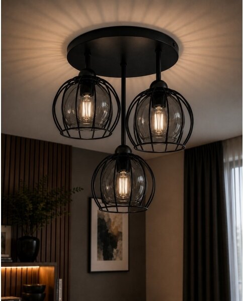 Přisazený lustr SOLO BLACK 3xE27/60W/230V pr. 30 cm