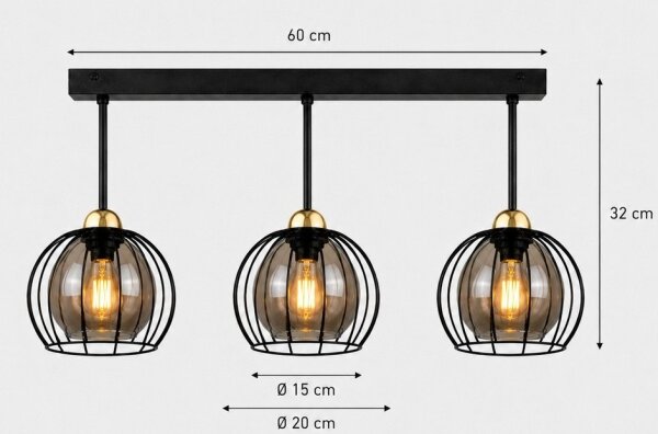Přisazený lustr SOLO BLACK 3xE27/60W/230V černá/zlatá