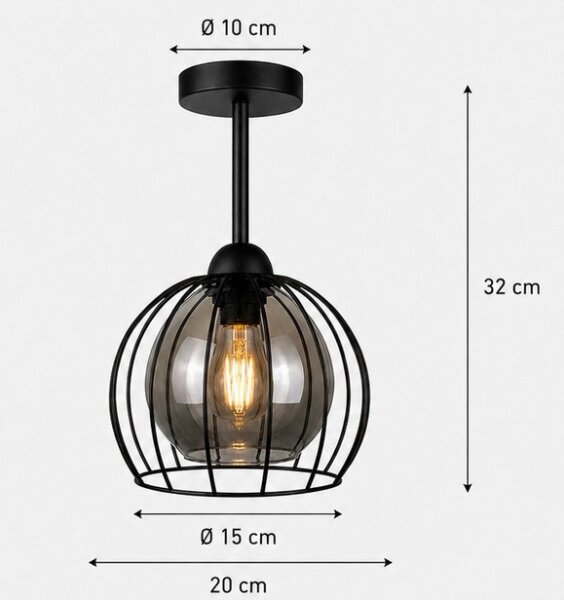 Přisazený lustr SOLO BLACK 1xE27/60W/230V