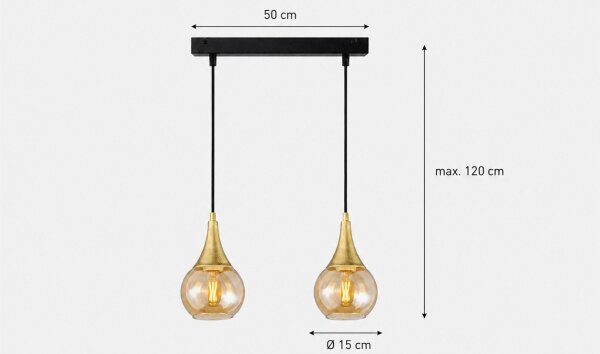 Lustr na lanku LACRIMA HONEY 2xE27/60W/230V