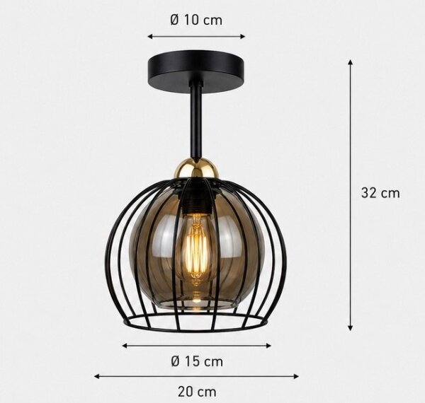 Přisazený lustr SOLO BLACK 1xE27/60W/230V černá/zlatá
