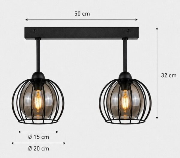 Přisazený lustr SOLO BLACK 2xE27/60W/230V